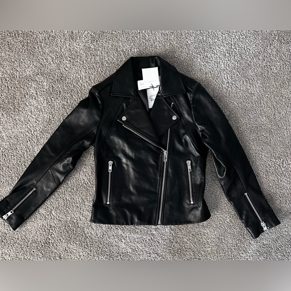 Sandro-Paris Black Leather Coat